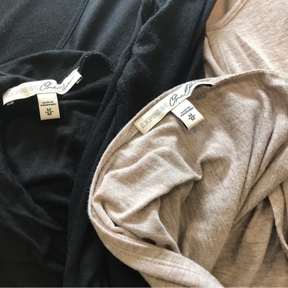 Express Reversible Long Sleeve Tops Black & Oatmeal Lot of 2 - Picture 6 of 7